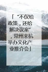 “不仅给政策，还给解决议案”，常州来杭举办文化产业推介会