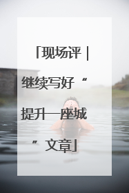 现场评｜继续写好“提升一座城”文章