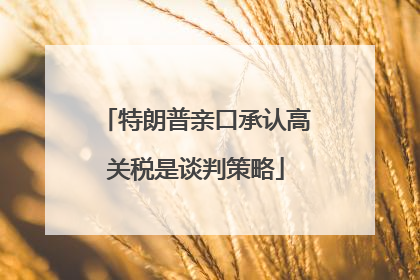 特朗普亲口承认高关税是谈判策略