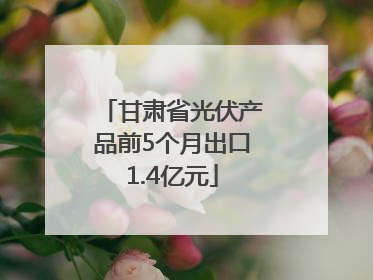 甘肃省光伏产品前5个月出口1.4亿元