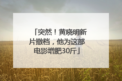 突然！黄晓明新片撤档，他为这部电影增肥30斤