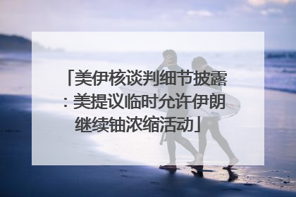 美伊核谈判细节披露：美提议临时允许伊朗继续铀浓缩活动