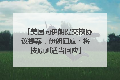 美国向伊朗提交核协议提案，伊朗回应：将按原则适当回应