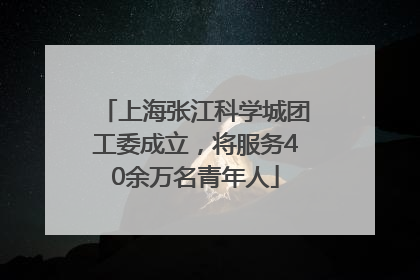 上海张江科学城团工委成立，将服务40余万名青年人