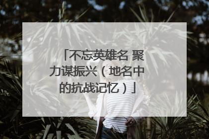 不忘英雄名 聚力谋振兴（地名中的抗战记忆）