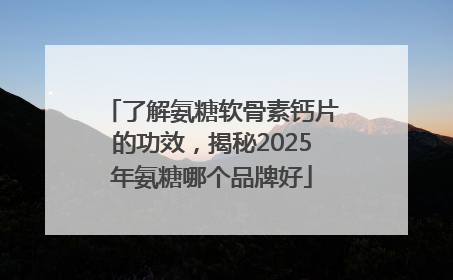 了解氨糖软骨素钙片的功效，揭秘2025年氨糖哪个品牌好