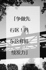 争做先行区！丹东这样持续发力