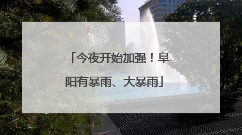 今夜开始加强！阜阳有暴雨、大暴雨