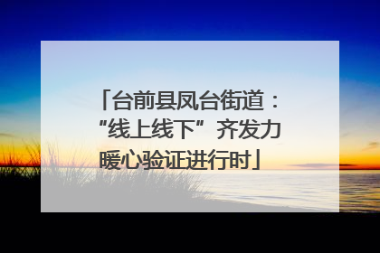 台前县凤台街道：“线上线下”齐发力 暖心验证进行时