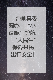 台前县委编办：“小设施”护航“大民生” 保障村民出行安全