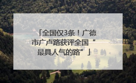 全国仅3条！广德市广卢路获评全国“最具人气的路”
