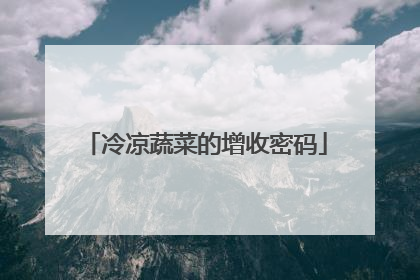 冷凉蔬菜的增收密码