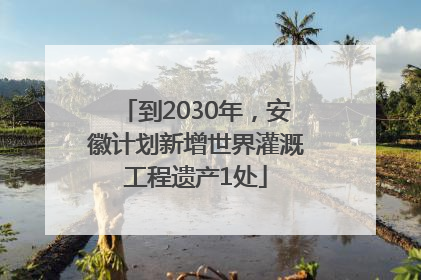 到2030年，安徽计划新增世界灌溉工程遗产1处
