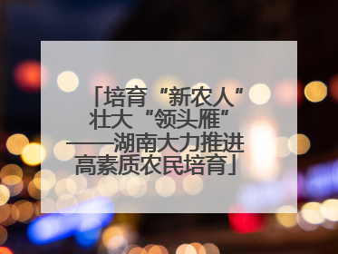 培育“新农人” 壮大“领头雁”——湖南大力推进高素质农民培育