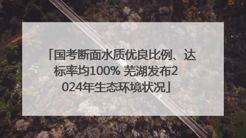 国考断面水质优良比例、达标率均100% 芜湖发布2024年生态环境状况