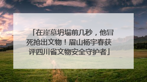 在崖墓坍塌前几秒，他冒死抢出文物！眉山杨宇春获评四川省文物安全守护者