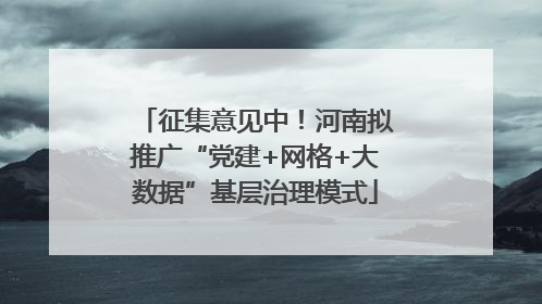 征集意见中！河南拟推广“党建+网格+大数据”基层治理模式