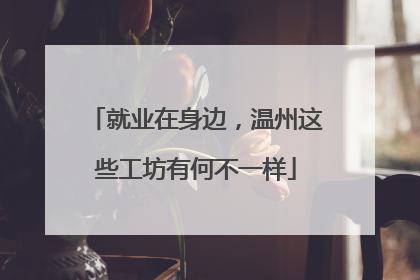就业在身边，温州这些工坊有何不一样