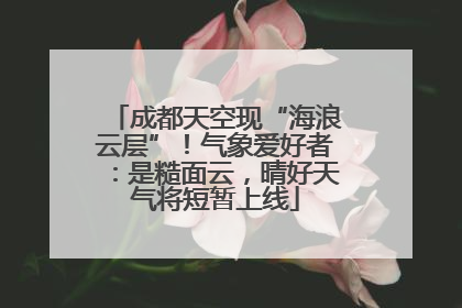 成都天空现“海浪云层”！气象爱好者：是糙面云，晴好天气将短暂上线