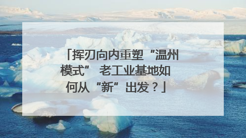 挥刃向内重塑“温州模式” 老工业基地如何从“新”出发？