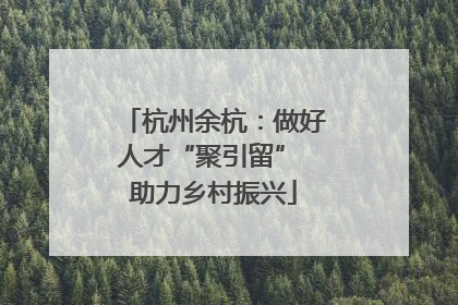 杭州余杭：做好人才“聚引留” 助力乡村振兴