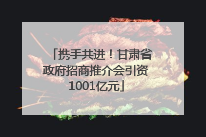 携手共进！甘肃省政府招商推介会引资1001亿元