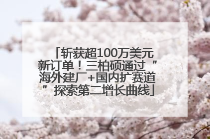 斩获超100万美元新订单！三柏硕通过“海外建厂+国内扩赛道”探索第二增长曲线
