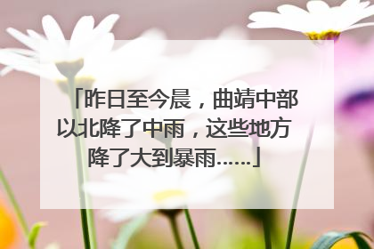 昨日至今晨，曲靖中部以北降了中雨，这些地方降了大到暴雨……