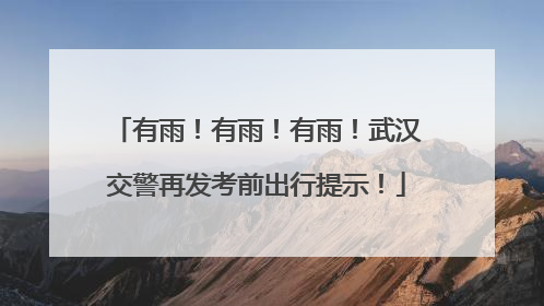 有雨！有雨！有雨！武汉交警再发考前出行提示！