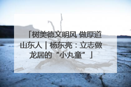 树美德文明风 做厚道山东人｜杨东亮：立志做龙居的“小丸童”