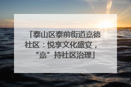 泰山区泰前街道嘉德社区：悦享文化盛宴，“嘉”持社区治理