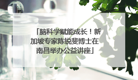 脑科学赋能成长！新加坡专家陈锐斐博士在南昌举办公益讲座