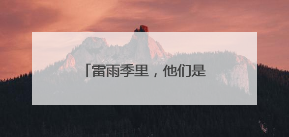 雷雨季里，他们是最美的温情护航者