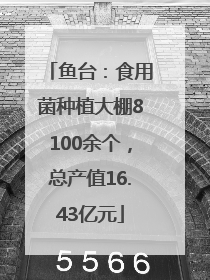 鱼台：食用菌种植大棚8100余个，总产值16.43亿元
