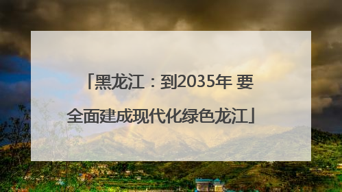 黑龙江：到2035年 要全面建成现代化绿色龙江