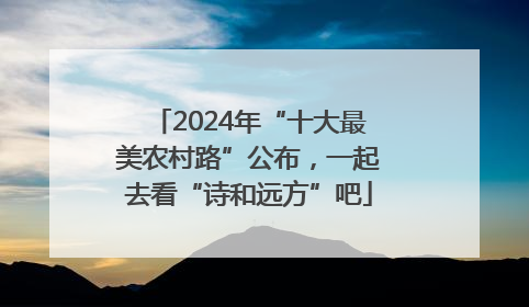 2024年“十大最美农村路”公布，一起去看“诗和远方”吧
