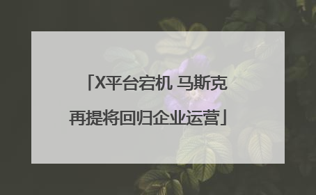 X平台宕机 马斯克再提将回归企业运营